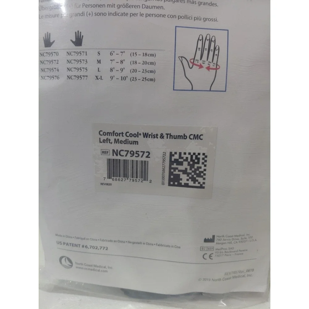 NEW‎ Comfort Cool Wrist & Thumb CMC Black Left Medium NC79572